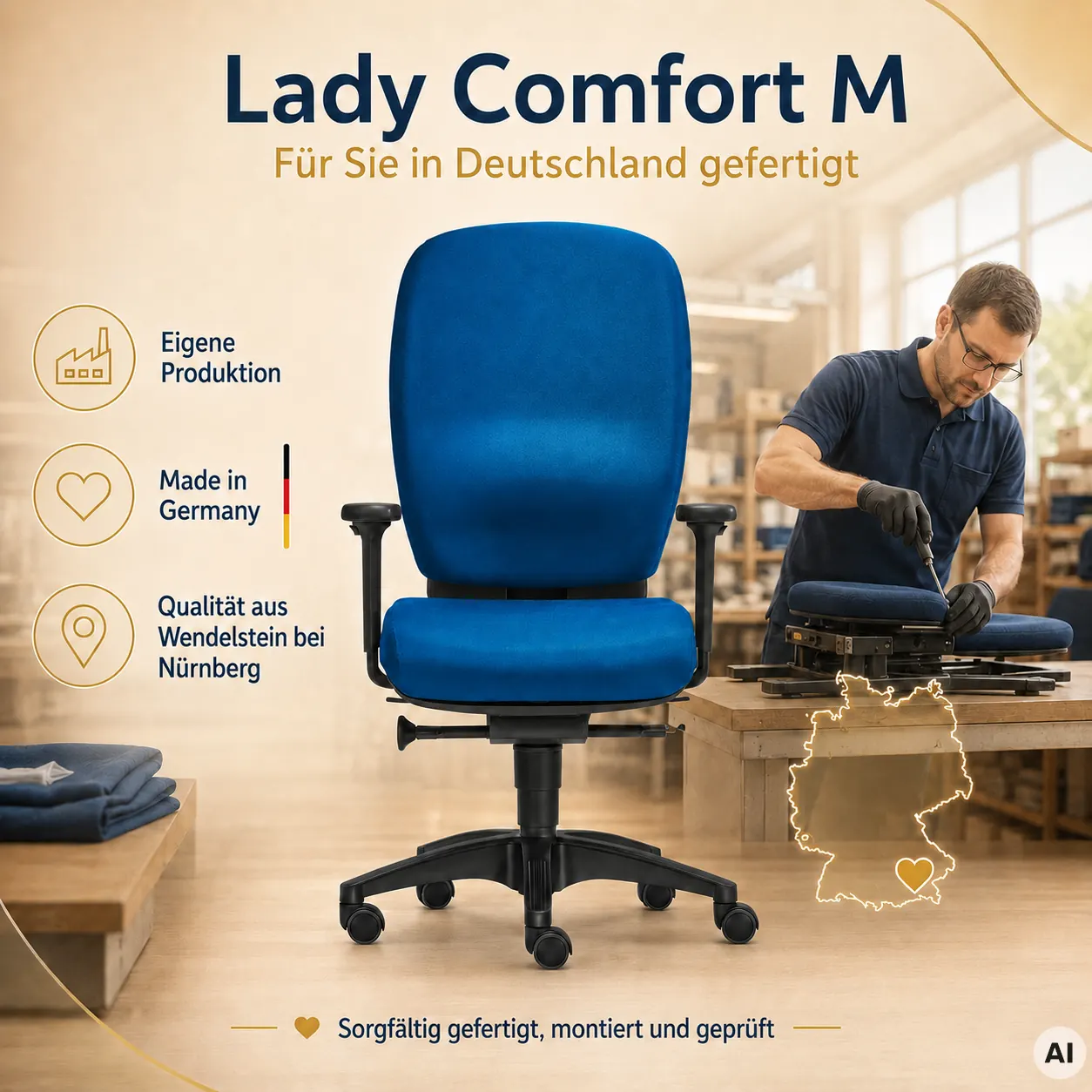 Lady Comfort M - Hochwertiger Profi Bürostuhl
