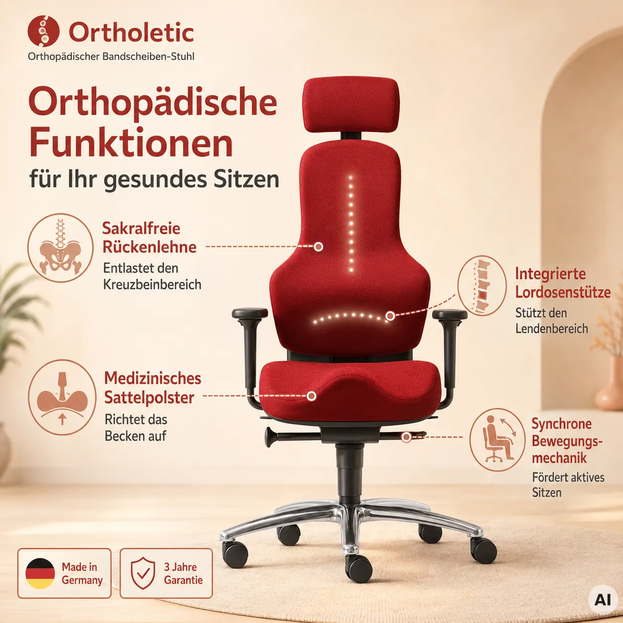 Ortholetic - Orthopädischer Bandscheiben-Stuhl