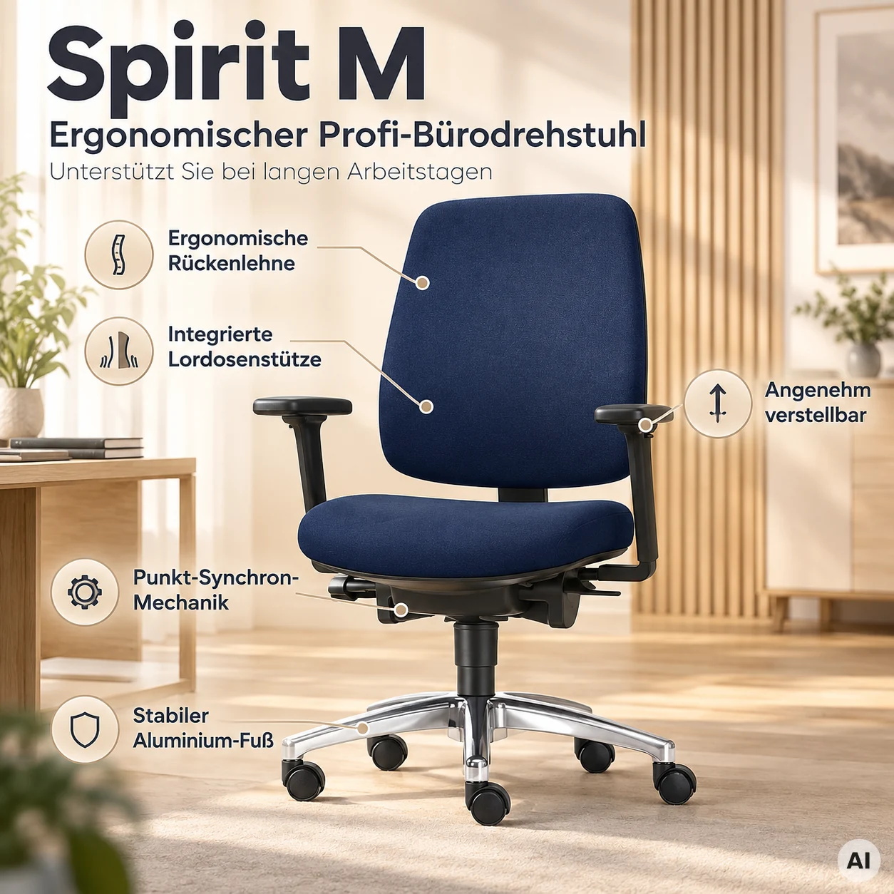 Spirit M - Ergonomischer Profi Bürodrehstuhl